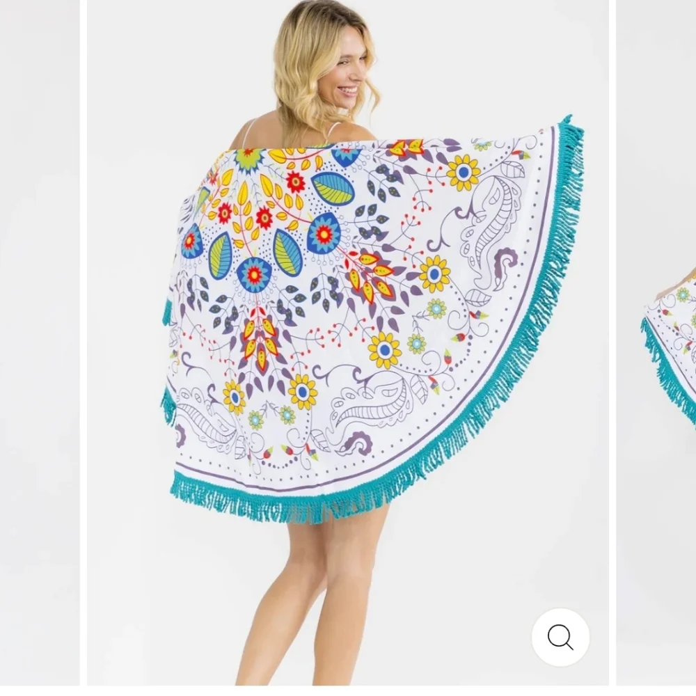 Colorful Mandala Round Beach Mat